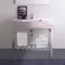 Pink Console Sink With Chrome Base, Modern, 32
